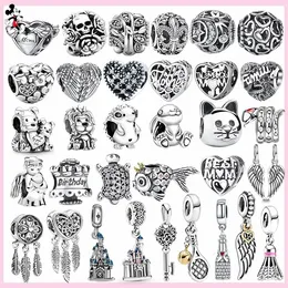 Pour pandora charme 925 perles en argent breloques Plume Racine Ailes Perle Tortue Poisson Lion charme ensemble