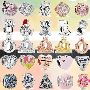 Pour pandora charme 925 perles en argent charmes New Cute Flowers Santa Claus Christmas Tree Ferris Wheel charm set