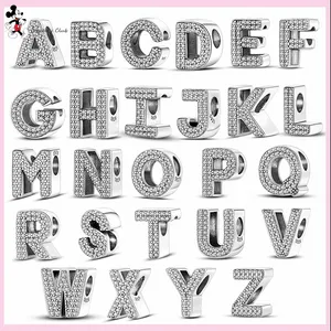 Pour pandora charme 925 perles en argent breloques Alphabet perle initiales lettres ensemble de breloques pendentif