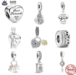 Pour les breloques pandora authentiques 925 perles en argent pendentif clé carte d'anniversaire ami sont la famille balancent perle