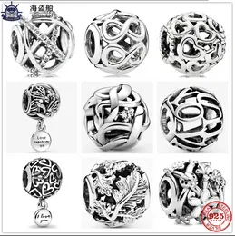 Voor pandora bedels authentieke 925 zilveren kralen steek Bead Openwork Leaves Flower Infinity Love Hearts