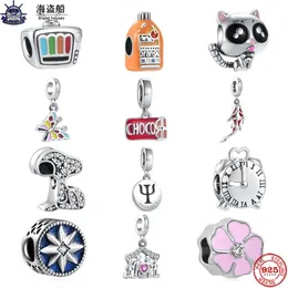 Pour les breloques pandora authentiques 925 perles en argent perle chocolat chat TV arc alarme pendentif Bracelet breloque