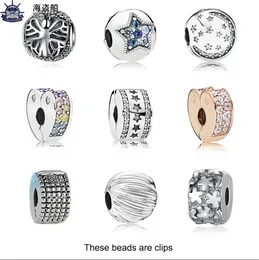 Para los encantos de pandora auténticas cuentas de plata 925 Cuelga la aleación Love Star Flower Clip Stopper Bead