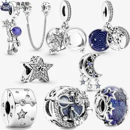 Pour les breloques pandora, authentiques perles en argent 925 Dangle Astronaut Pendant Star Bead