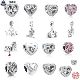 Para pandora charms auténticos 925 cuentas de plata Family Pendant Mom Dad Charm Forever Love Bead