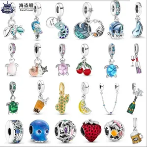 Voor pandora bedels authentieke 925 zilveren kralen Nieuwe Murano Glass Sea Turtle Dangle Bead