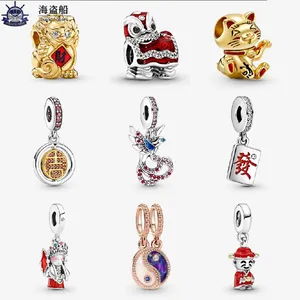 Pour les breloques pandora authentiques perles en argent 925 balancent cadeau du nouvel an chinois Phoenix Lion perle