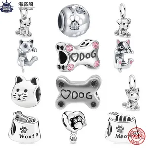 Pour les charmes de pandora authentiques perles en argent 925 Charm Bead Dangle Dog Sparkling Paw Print