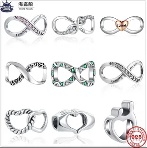 Pour les breloques pandora authentiques perles en argent 925 Dangle New Infinity famille pour toujours Love You Best Friend Bead