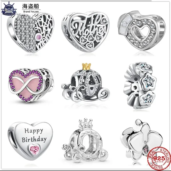 Para pandora charms auténticos 925 cuentas de plata Dangle Charm Infinity Love Heart Mother Star Spacer Bead