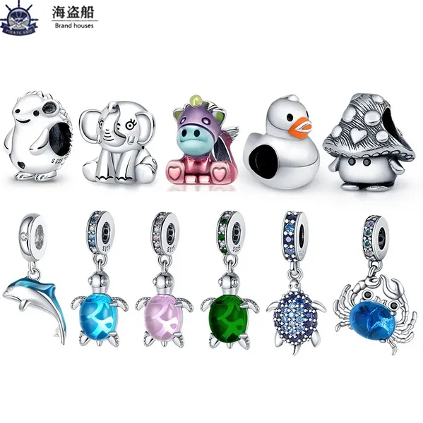 Pour les breloques pandora authentiques perles en argent 925 Dangle Color Pet Animal Series Bead