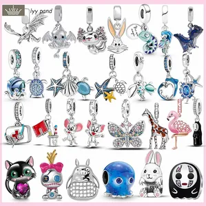 Voor pandora bedels sieraden 925 charm kralen accessoires Dragon Rabbit Cat Turtle Animal charm set Hanger