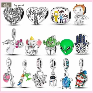 Pour les bijoux à breloques pandora 925 perles de charme accessoires Blue Turtle Charm Angel Heart Bead Cat Cactus