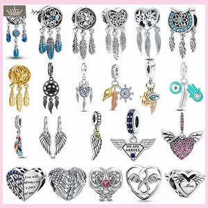 Voor pandora bedels sieraden 925 charm kralen accessoires Feather Wing Heart Dream Catcher charm set Hanger DIY