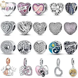 Voor pandora bedels sterling zilveren kralen Originele doos Hartvorm Kleur Love Dangle European Bead Charm