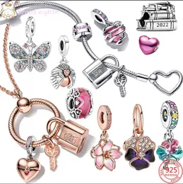 Pour les breloques pandora perles en argent sterling point perle coccinelle et coeur cadenas clé bracelet charme