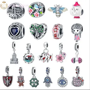 Pour les breloques pandora perles en argent sterling racelet couleur charme original petite abeille chaton charmes ciondoli