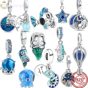 Pour les breloques pandora perles en argent sterling Bracelet Sea Animal Couleur changeante Chameleon Charm Dangle