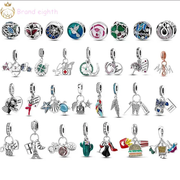 Pour pandora breloques perles en argent sterling libellule oiseau breloques ciondoli bricolage bijoux en perles fines