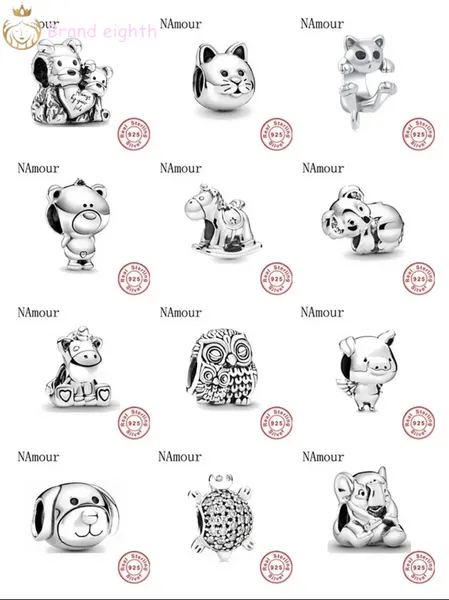 Pour les breloques pandora perles en argent sterling New Theo Pig Animal Kingdom Cat Dog Unicorn Bead