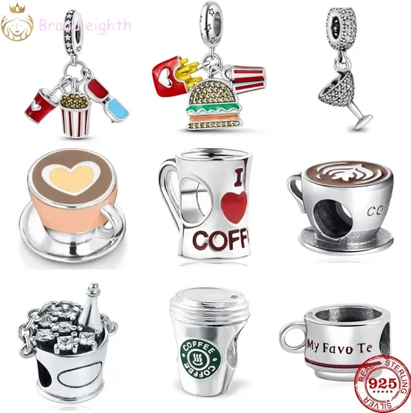 Pour Pandora Charms Silver Silver Perles Femmes Bière Beau Red Wine Cheers Pendre de verre à vin