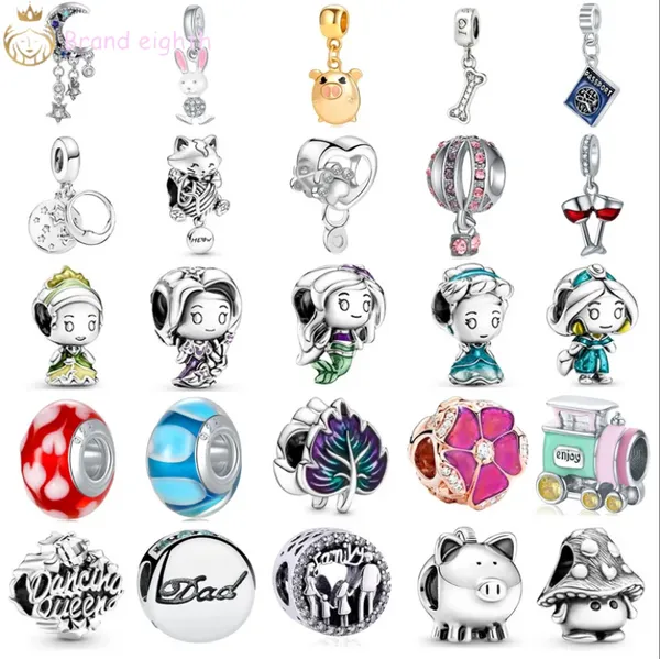 Pour les breloques pandora perles en argent sterling Dangle mignon lapin blanc couleur érable champignon cochon perle