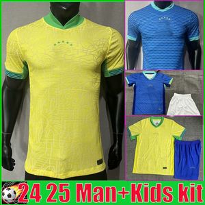 Brazilië Voetbalshirt 24 25 Copa America Cup NEYMAR VINI JR 2024 BrasIL Nationaal team Voetbalshirt 2025 Thuis Uit Fans Speler Heren Kindertenuesets RODRYGO MARTINELLI