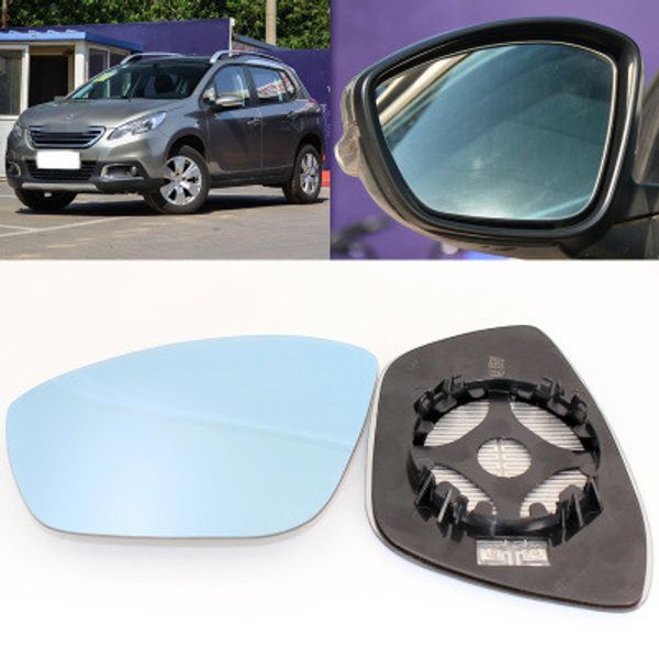 Pour Peugeot 2008 grand vision bleu miroir anti voiture rétroviseur chauffage modifié grand angle réfléchissant lentille de recul