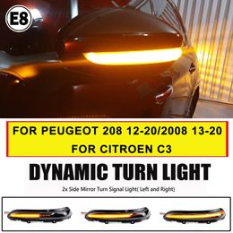 Para Peugeot 208 2012-2022 2008 2013-2020 Citroen C3 Ligera dinámica de giro LED INDICADOR INDICADOR Luz de parpadeo