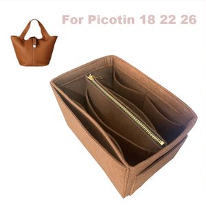 Pour Picotin 18 22 26 Insert de sac à main Poches de rangement de sac fourre-tout en feutre de 3MM faites à la main (pochette détachable avec fermeture éclair en métal)