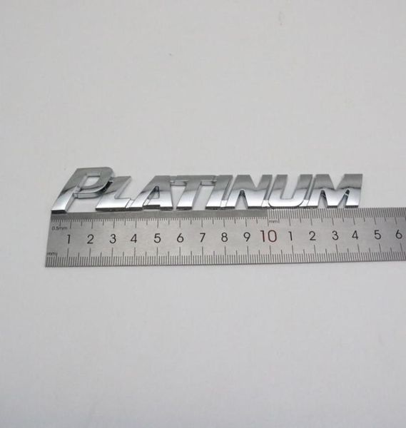 Autocollant de lettre 3D pour Logo de voiture, emblème platine, plaque signalétique de coffre arrière chromé argent, Badge automobile, décalcomanie 9810399