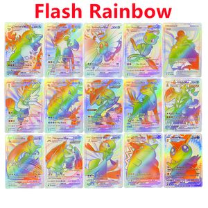 Pour Pokemon Rainbow Shiny Silver Cards Secret Rare Pokemon Vmax Leon Lot de cartes assorties English Letter Collection Battle Trading Card Anime Party Birthday Gifts