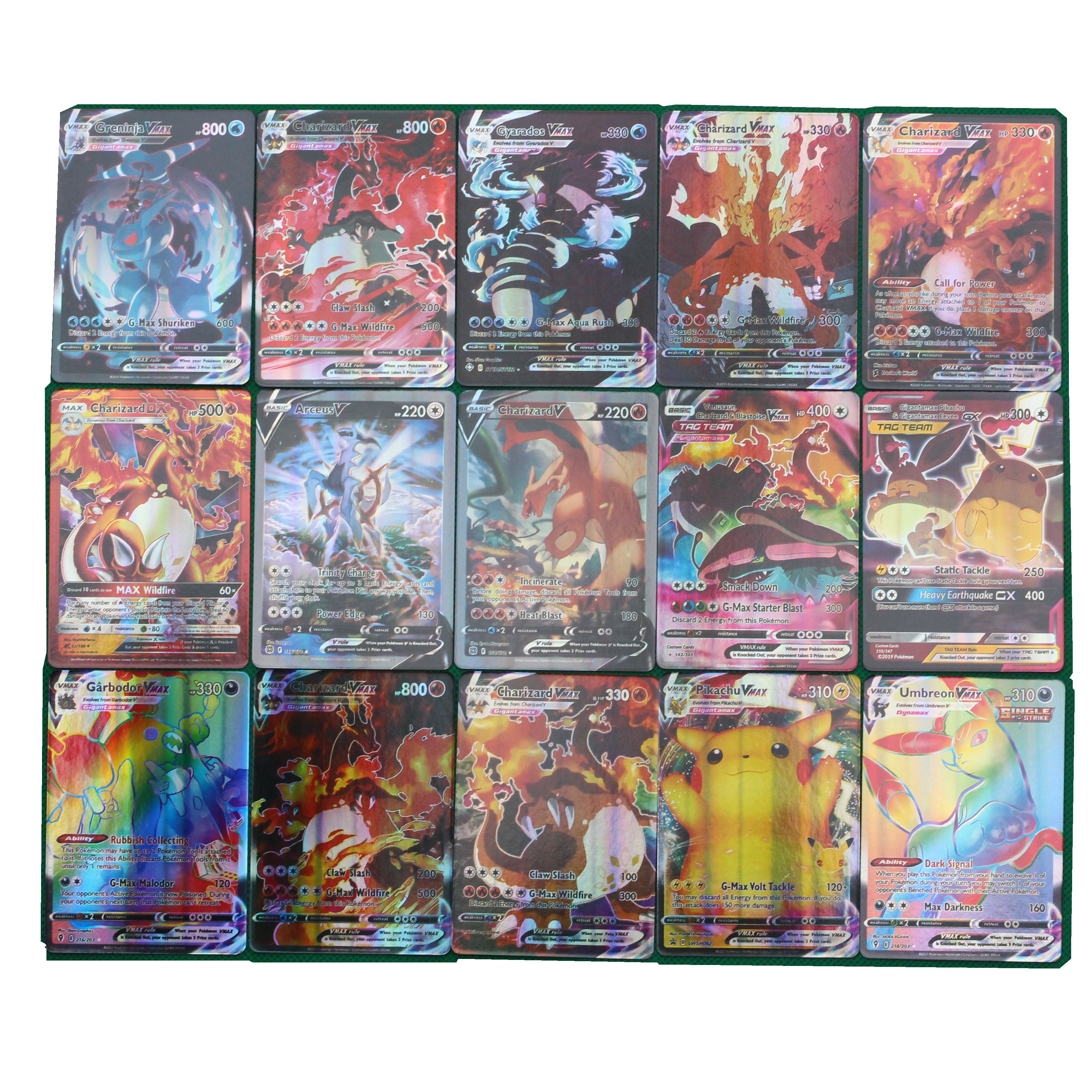 Para juego de cartas coleccionables de Pokémon, tarjetas TCG de arte completo, Vstar V Vmax, lote de 100 tarjetas HOLO, carta rara de Pokémon