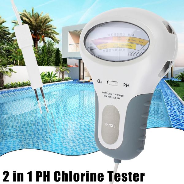 Pour le dispositif de test de la qualité de l'eau de l'aquarium PC-102 Tester pH CL2 Mesurer le chlore Tester pH CHLORE METER 2 IN 1 240320