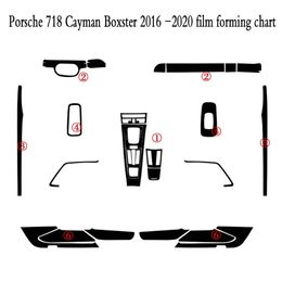 Para Porsche 718 Cayman 2016-2019 Panel de Control Central Interior manija de puerta pegatinas de fibra de carbono calcomanías accesorios de estilo de coche 299b