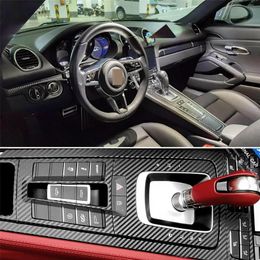 Pour Porsche 718 Cayman 2016-2019 Panneau de commande central intérieur Panneau de porte Porte de carbone Stickers de fibre de carbone Accède de style voiture Accessoire322E