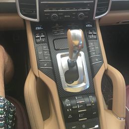 Autocollants en Fiber de carbone pour poignée de porte, panneau de commande Central intérieur, pour Porsche Cayenne 2010 – 2016, accessoires de style de voiture 260B