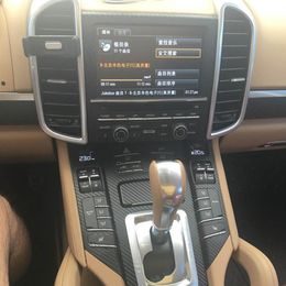 Autocollants en Fiber de carbone pour poignée de porte, panneau de commande Central intérieur, pour Porsche Cayenne 2010 – 2016, accessoires de style de voiture 231I