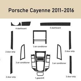Para Porsche Cayenne 2011-2016 Panel de Control Central Interior manija de puerta pegatinas de fibra de carbono calcomanías accesorios de estilo de coche