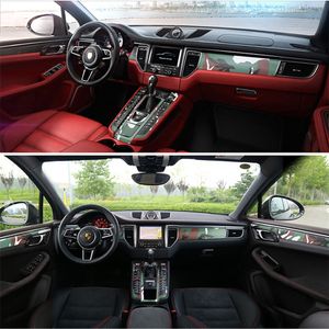 Autocollants en Fiber de carbone pour poignée de porte, panneau de commande Central intérieur, pour Porsche Macan 2014 – 2018, accessoires de style de voiture