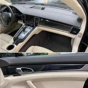 Pour Porsche Panamera 2010-2016 Panneau de commande central intérieur Poignée de porte Autocollants en fibre de carbone Autocollants Car Styling Accessorie2937