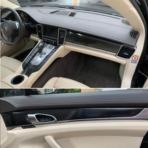Para Porsche Panamera 2010-2016, Panel de Control Central Interior, manija de puerta, pegatinas de fibra de carbono, calcomanías, accesorios de estilo de coche 3012