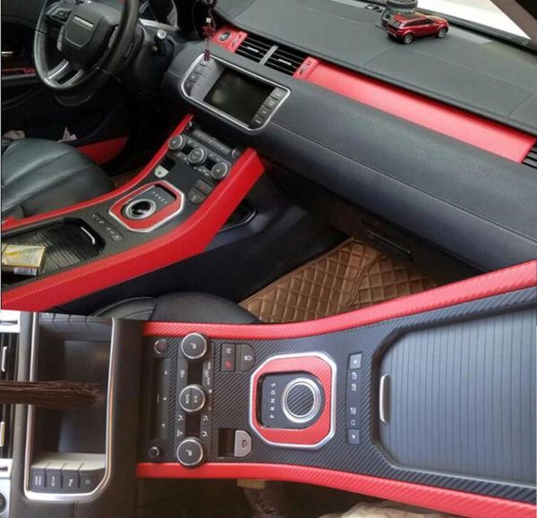 Para Range Rover Evoque Panel de Control Central Interior manija de puerta pegatinas de fibra de carbono calcomanías accesorios de estilo de coche 2630261