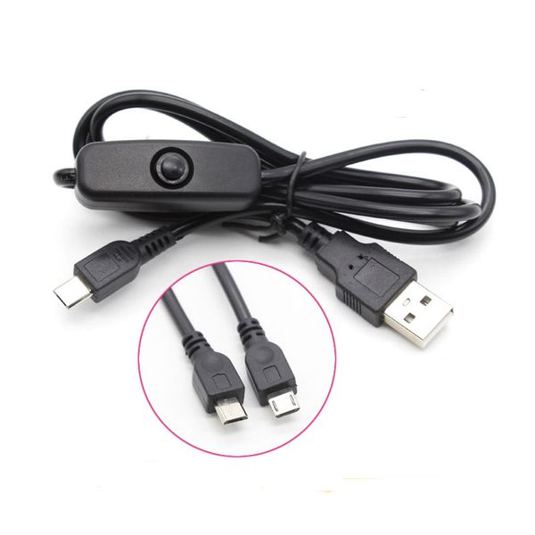 Câble d'alimentation USB Type C pour Raspberry Pi 4, câble de chargement pour RPI 4 modèle B 5V3A avec interrupteur marche/arrêt, câble Micro USB vers DC