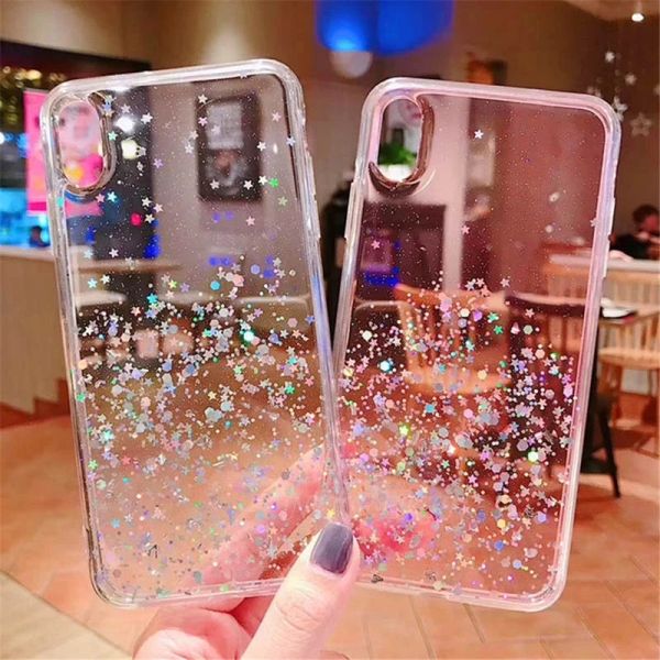 Pour le boîtier Redmi 12c Case de téléphone à paillettes de luxe étoile pour le xiaomi redmi 11a 12c 12 C Couverture arrière TPU SILICON