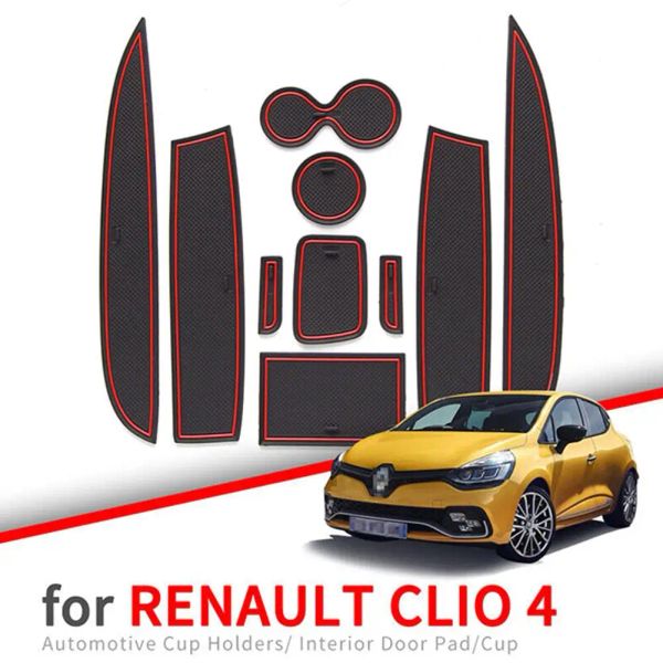 Pour Renault Clio 4 Anti-slip Gate Slot Tup Mat Mat Porte Porte Groove PAD PAD PAUX ACCESSOIRES DE COINS COOTER