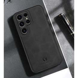 Voor S23 Ultra Case Slim Schapenvacht Leer Magnetische Matte Cover Voor Samsung Galaxy S22 A54 A34 A14 5G lens Bescherming Conque