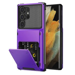Para S23 Ultra Cases a prueba de golpes Hybrid Heavy Duty Hidden Card Holder Wallet Cover para Samsung Galaxy S22 S21 S20 S10 Plus Note 20 Conque