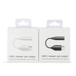 Pour câble d'écouteur Samsung Type-C USB-C mâle à 3,5 mm Adaptateur Aux Audio Femelle Jack avec puce Retail Box S22 S21 Note 10 20 Plus Adaptateurs de téléphone portable