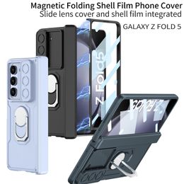 Robuuste Lens Cases Voor Samsung Galaxy Z Fold 5 Case Metalen Ring Magnetische Scharnier Bescherming Film Screen Cover